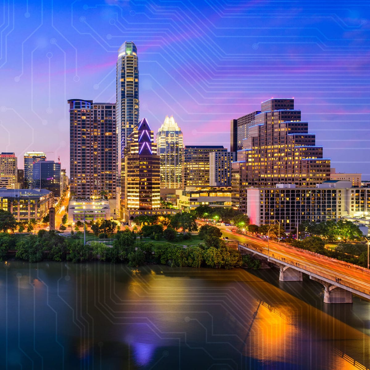 Austin skyline in the evening