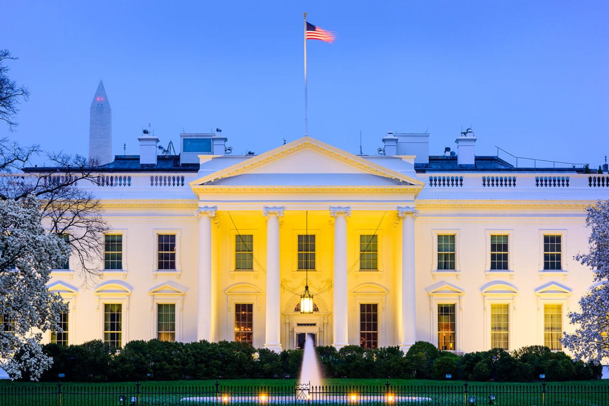 A front view of the White House